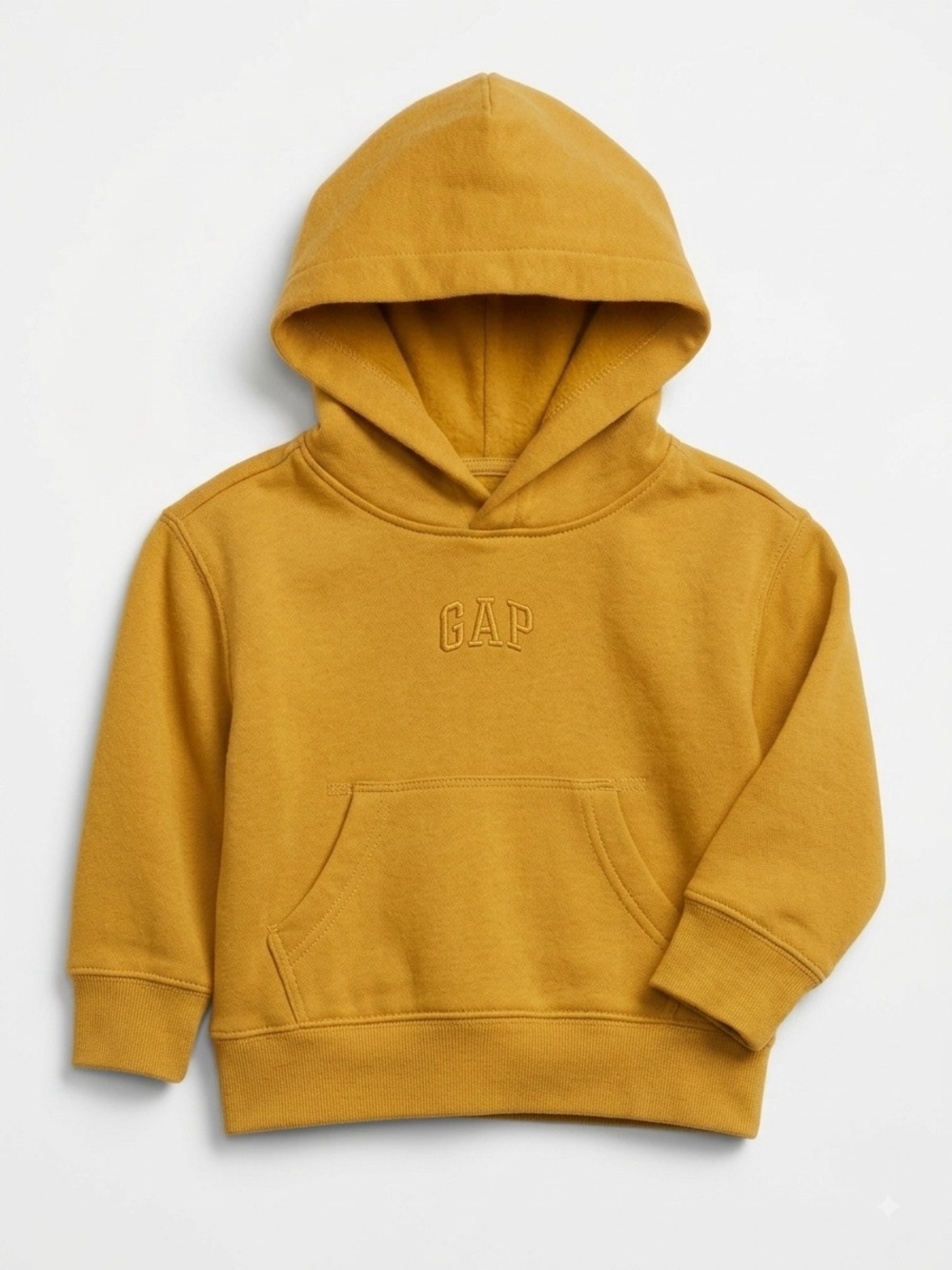 BabyGap 12-18M Mustard Yellow Gold Fleece Pullover Hoodie tonal Logo